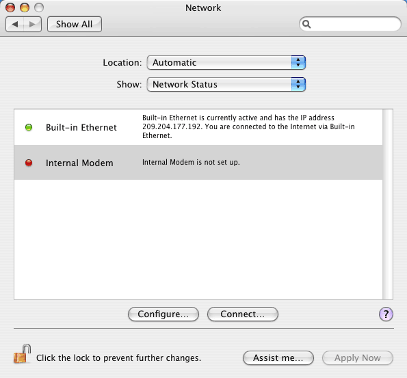 Select Internal Modem